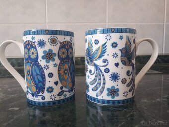 2 porcelánové hrnky sova a ptáček zn. ABRA VERONI