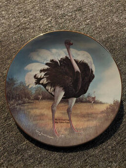 Dekorativní talíř se pštrosem z r. 1994, limit.ed.