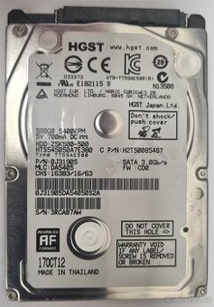 HGST 500GB 5,4K 8MB SATA 2,5'' HTS545050A7E380