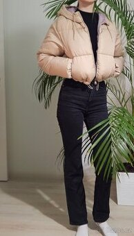 Dámská prošívaná bunda crop béžová vel XS