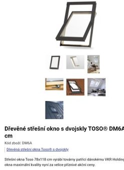 Dřevěná střešní okna dvojsklo TOSO 78x118