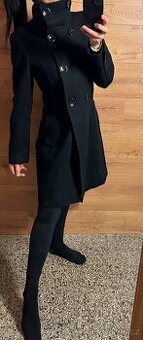 PŘEKRÁSNÝ ZIMNÍ VLNĚNÝ SLIM DÁMSKÝ KABÁT-BLACK 38