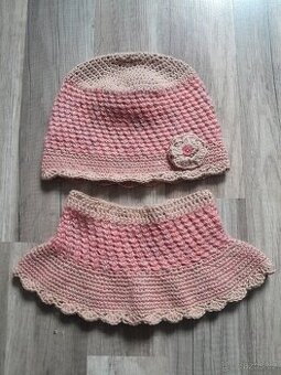 Háčkovaná čepice a nákrčník pro holku