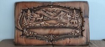 Drevený obraz Myslivské motívy  80×47cm