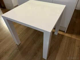 Jídelní stůl, bílý, vysoký lesk, 80x80x76