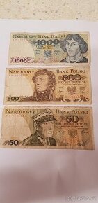 Prodám 3 staré poslké bankovky 50 / 500 / 1000 zlotých