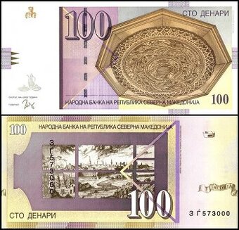 Severní Makedonie - 100 Denárů bankovka, 2022, UNC