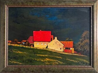 Zdeněk Kurečka, olejomalba "Statek" - velký formát