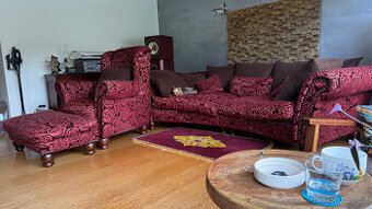 Velká velmi pohodlná sedací 4-sedačka + "ušák" s podnožkou