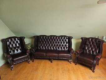 Kožená sedací souprava Queen Anne 3+1+1