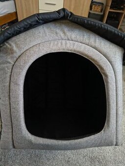 Kvalitni molitanova psi bouda/pelech, barva seda/cerna