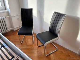 Jídelní židle Vertical, černá/bílá ekokůže