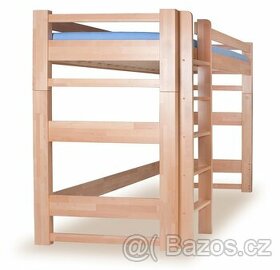 Kvalitní zvýšená postel - masiv buk + matrace