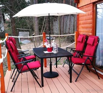 Zahradní nábytek, jídelní kovový set pro 4 osoby s polohovac