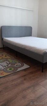 Postele Ike 140x200,tmavě edá,s ošem a matrací