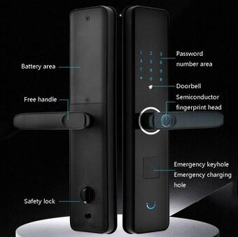 Poloautomatický zámek vchodových dveří/otisk prstu/kód/2xkar