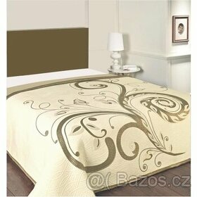 Prodám krásný přehoz na postel-béžový 240 x 260 cm přehoz je - 1