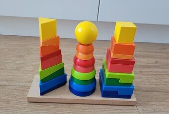 Dřevěná skládačka - 3 věže / pyramidy