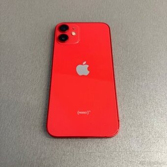 iPhone 12 mini 64GB červený, pěkný stav, 12 měsíců záruka