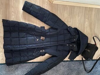 Zara perovy prosivany kabat dlouhy modry 38