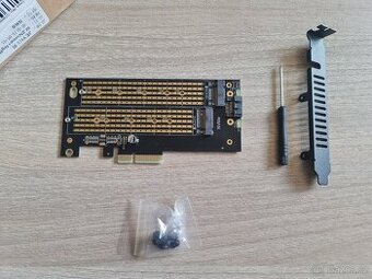 Duální adaptér pro M2 SSD disky PCIE4 MVMe / SATA + přísluše