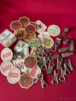 pivní tácek starý pivní tácek otvírák na pivo pivní láhev