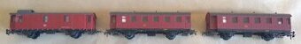 Vláčky H0, souprava 3 červených vozů německých drah