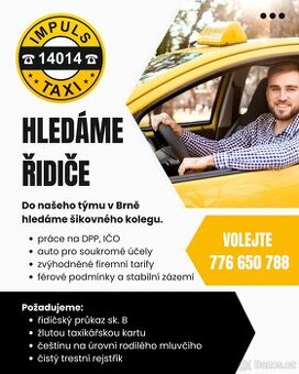 🟡 HLEDÁME ŘIDIČE PRO TAXI IMPULS BRNO