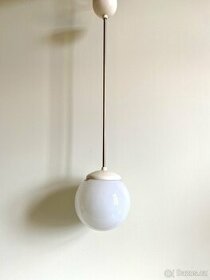 Starožitný lustr, poniklovaný kov, bílý bakelit