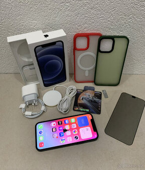 Apple iPhone 12 128GB Black - 100% baterie + záruka