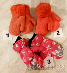 Dívčí zateplené rukavice i šusťákové (3 páry) - nové