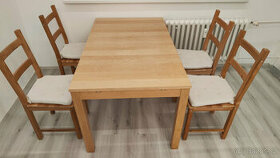 Rozkládací jídelní stůl Ikea a 4 židle
