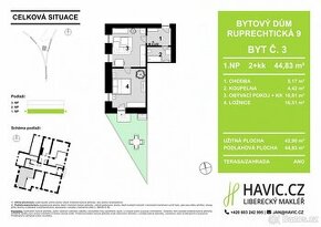 Prodej bytu 2+kk, 44,83 m2, Liberec XIV-Ruprechtice