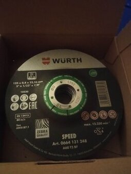 Prodám řezné kotouče zn.Wurth125x0,8mm-50ks.
