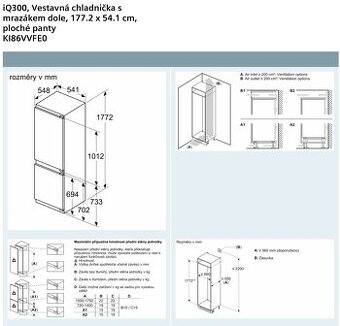 Siemens KI86VVFE0 vestavba lednice + mrazák dole