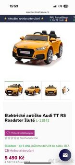 Prodám eletrické autičko Audi tt rs pro děti