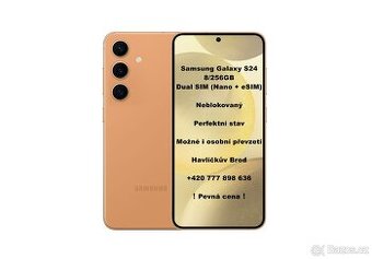 Samsung Galaxy S24 - 8/256GB - TOP stav / záruka - Oranžový