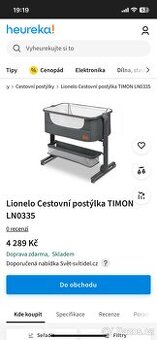 Lionelo Timon Skládací postýlka s matrací Dětská kolébka Ces