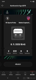 2 vstupenky Sparta vs. Rakow