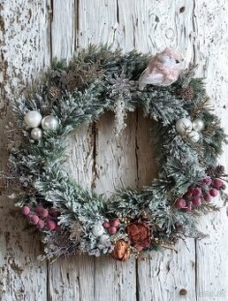 Vánoční věnec luxusní velký 55cm zasněžený