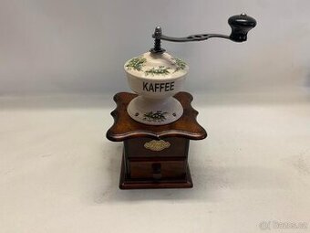 Porcelánový stolní mlýnek na kávu - květiny konvalinky 3