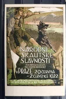Historická pohlednice, skautské slavnosti - skauting 1922.