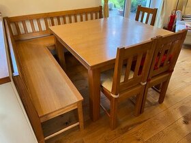 Stůl, lavice a 4 židle - masiv - 1