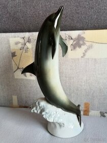 Royal dux - velký delfín 35cm, ryba, soška ryby, 100%
