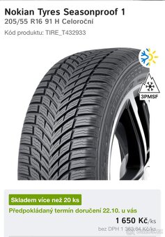 Nové celoroční pneu Nokian Tyres Seasonproof 205/55 R16 91H