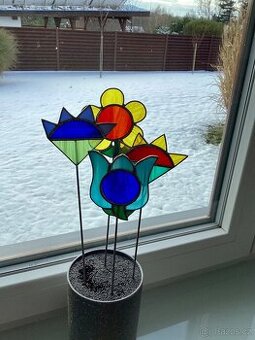 Vitrážový zápich do květináče