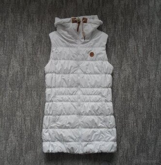Bílá dlouhá delší zateplená vesta SAM - XS, S