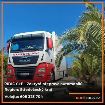 Práce pro řidiče na zakrytém přepravníku automobilů