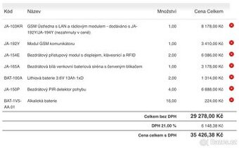 Alarm JABLOTRON 100+ celá sestava - levně