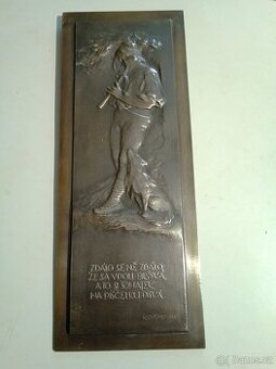 Reliéf, bronz litý, cizelovaný a patinovaný - 1